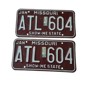 VTG 1982 Missouri License Plates (2) January Show Me State Automobilia ALPCA